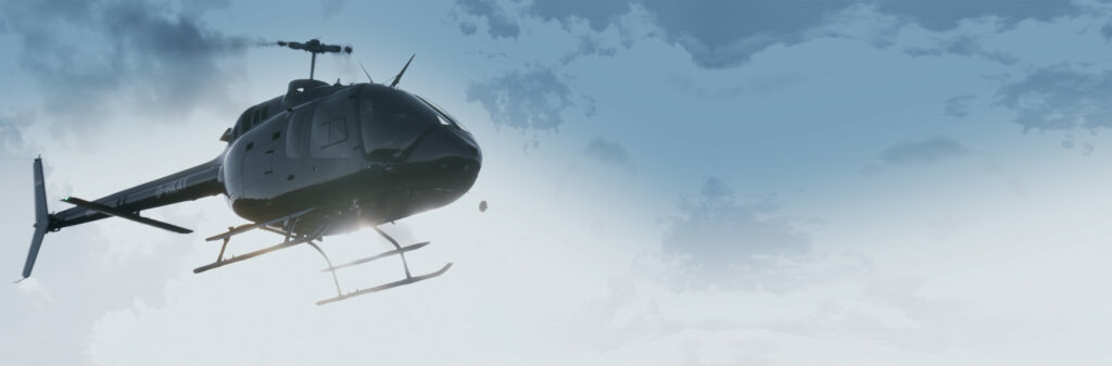 Helikopter Bell 505 beim Landeanflug zum Flughafen Siegerland